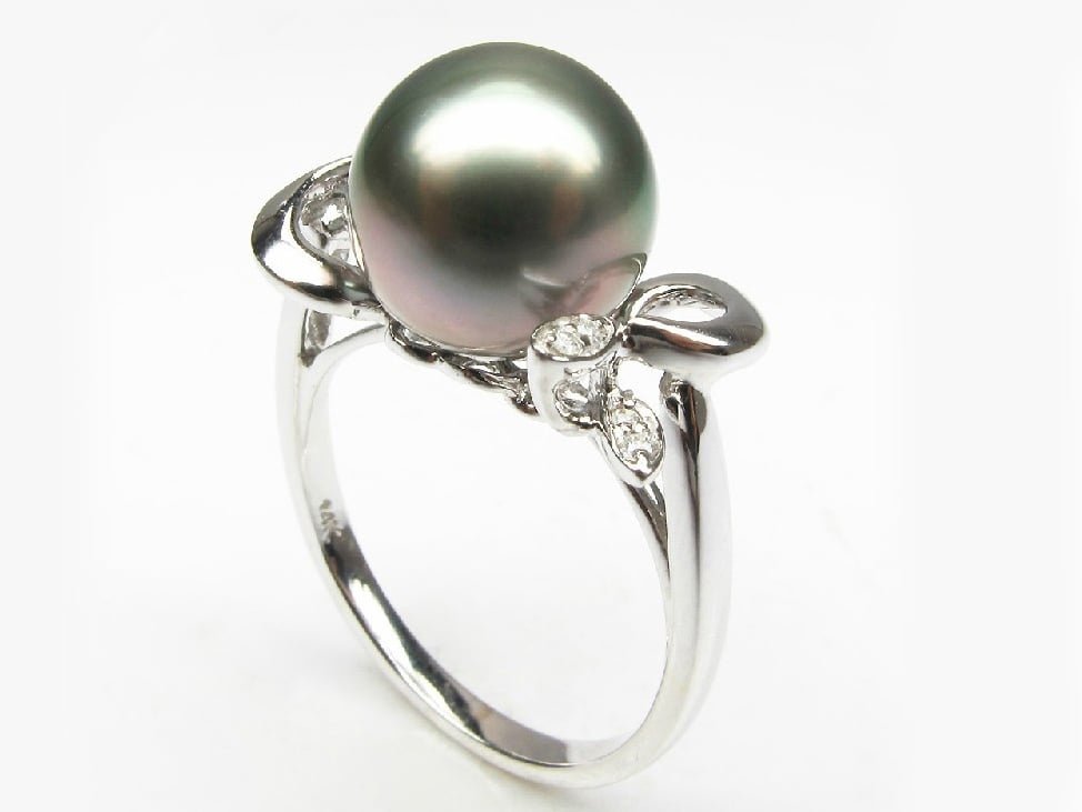 Designer Inspired Tahitian Pearl and Diamond Jream Ring